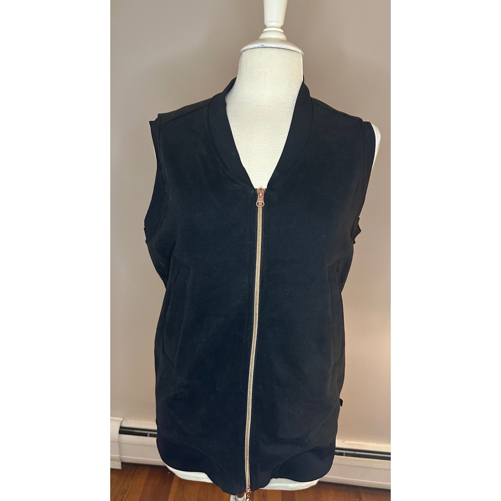 Lululemon Going Places Vest Black Rose Gold Zip Leopard Lining Women 6